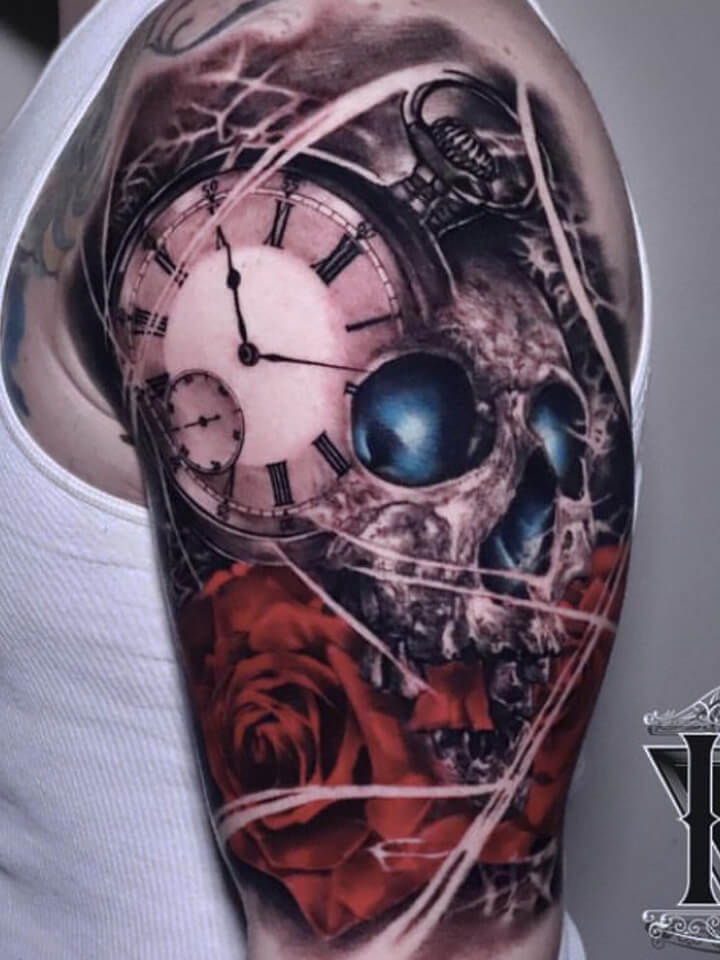 watch skull tattoo